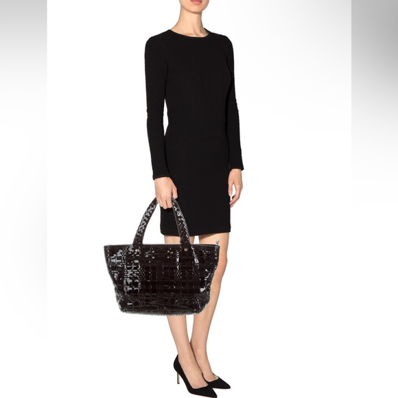 SUPER RARE KATE SPADE Black Patent
Woven Leather Satchel Tote Shoulder Bag - Picture 4 of 15